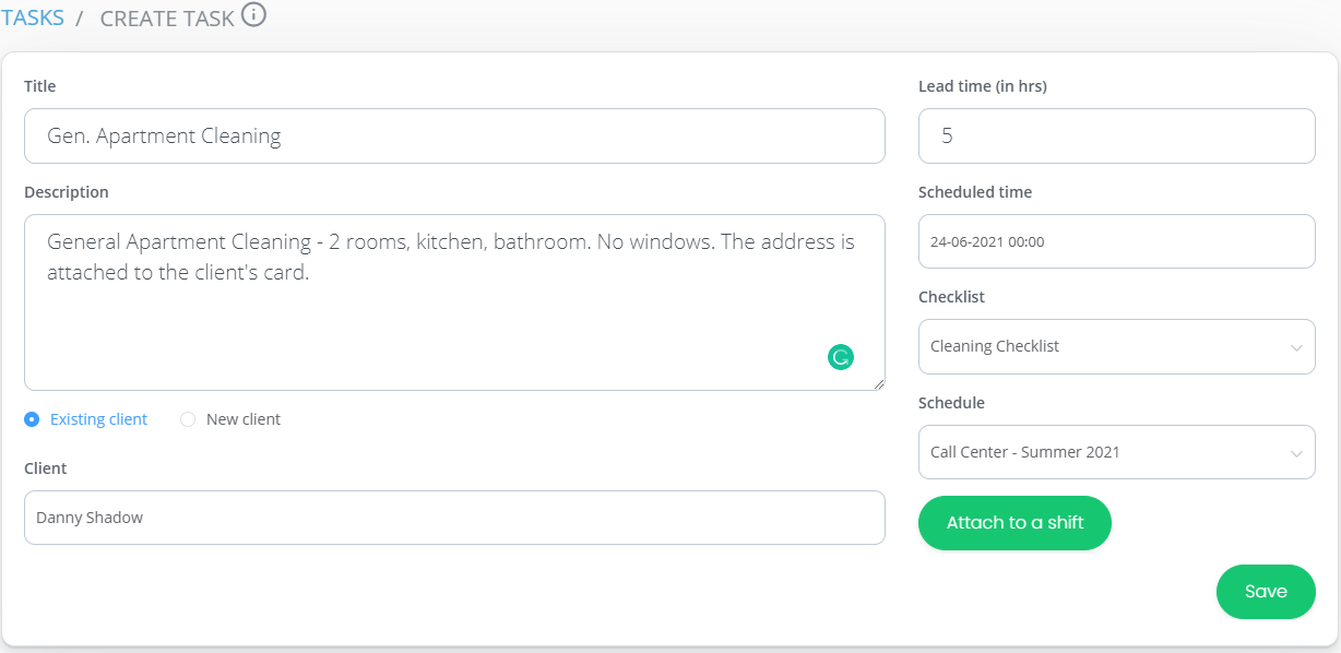 Automatic or manual tasks assigned to employee or team