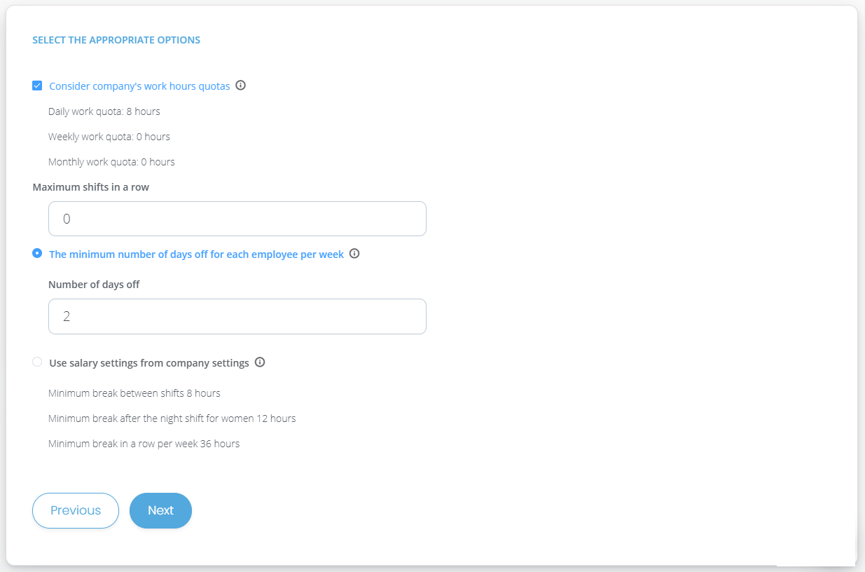 Detailed appliance settings to match law regulations